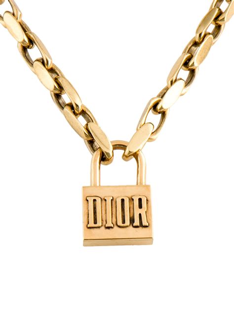 dior lock necklace gold|christian dior jewelry necklace.